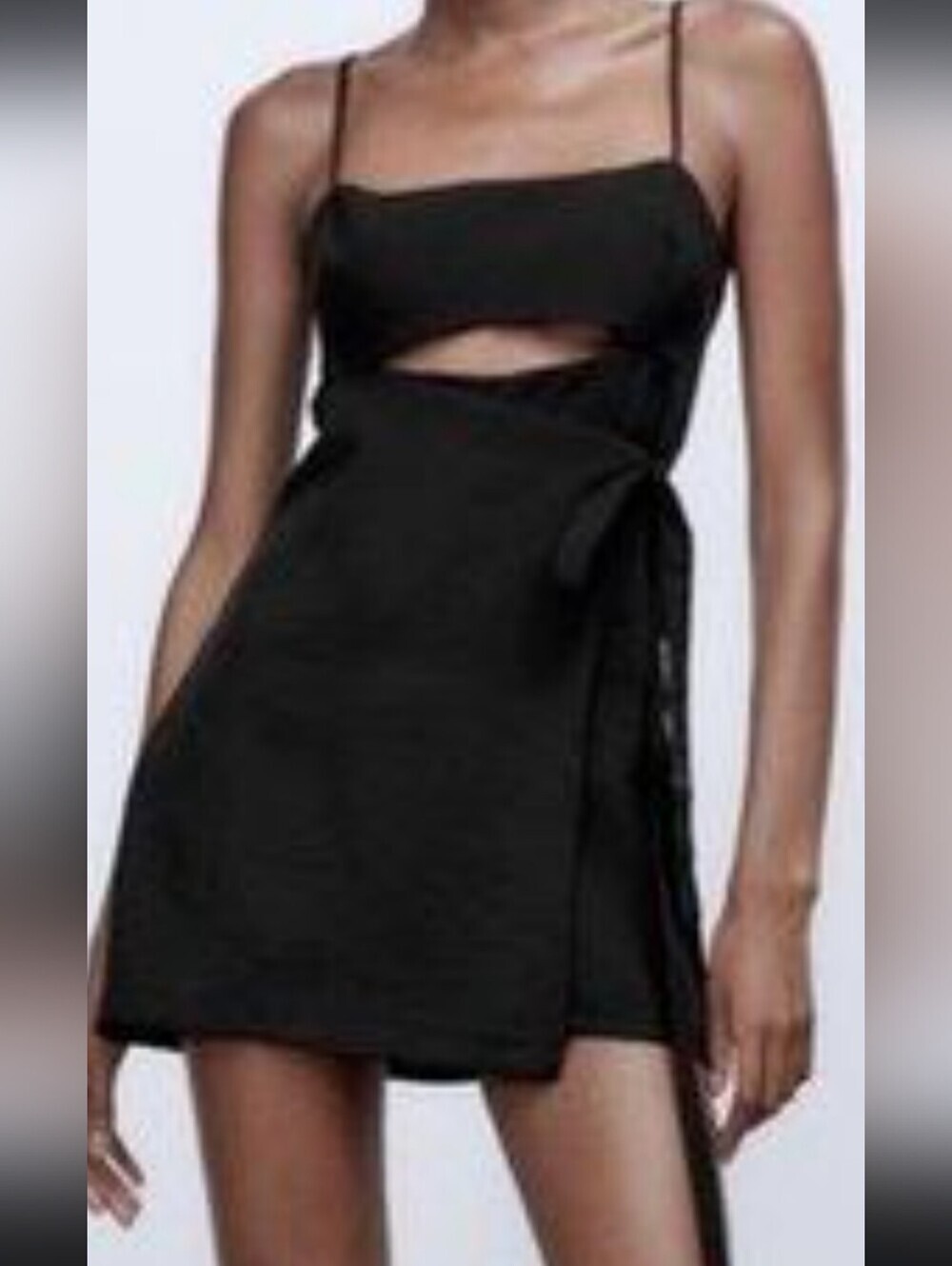 Zara Black Cutout Tie-Side Mini Dress
